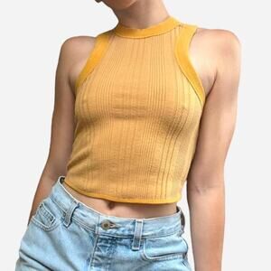 High neck tank top cropped BDG / Urban Outfitters in Yellow / Mustard - size XS